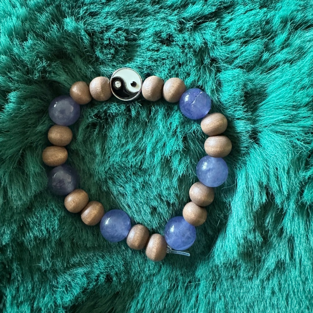 Yin Yang Beaded Bracelet with dyed agate and Brown Beaded handmade bracelet